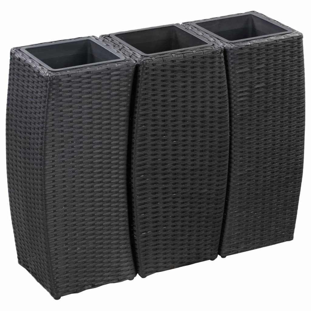 Helloshop26 - Jardinière lit surélevé plantes fleurs jardin 3 pcs résine tressée noir - Imagen 1
