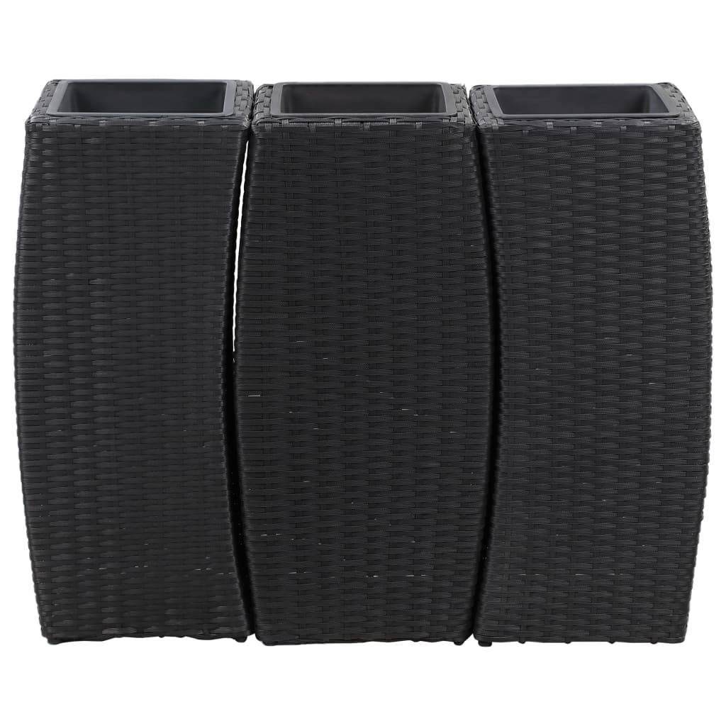 Helloshop26 - Jardinière lit surélevé plantes fleurs jardin 3 pcs résine tressée noir - Imagen 2