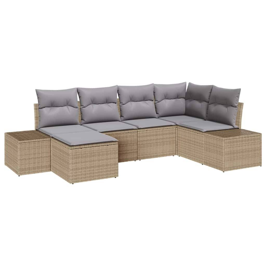 ComfortXL - Salon de jardin 6 places modulable polyrotin bicolore avec repose-pieds Beige et gris – ComfortXL Outdoor Living - Image 2