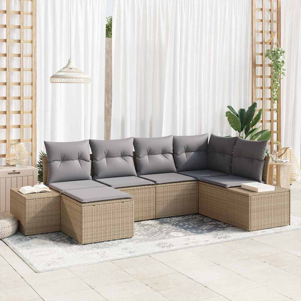 ComfortXL - Salon de jardin 6 places modulable polyrotin bicolore avec repose-pieds Beige et gris – ComfortXL Outdoor Living - Image 1