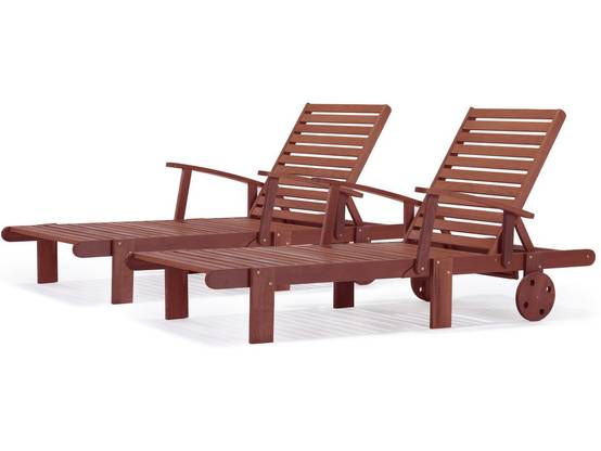 Lot De 2 Bains De Soleil Pliant En Bois Exotique "tokyo" - Mahogany - Marron Acajou -habitat Et Jardin - Image 1
