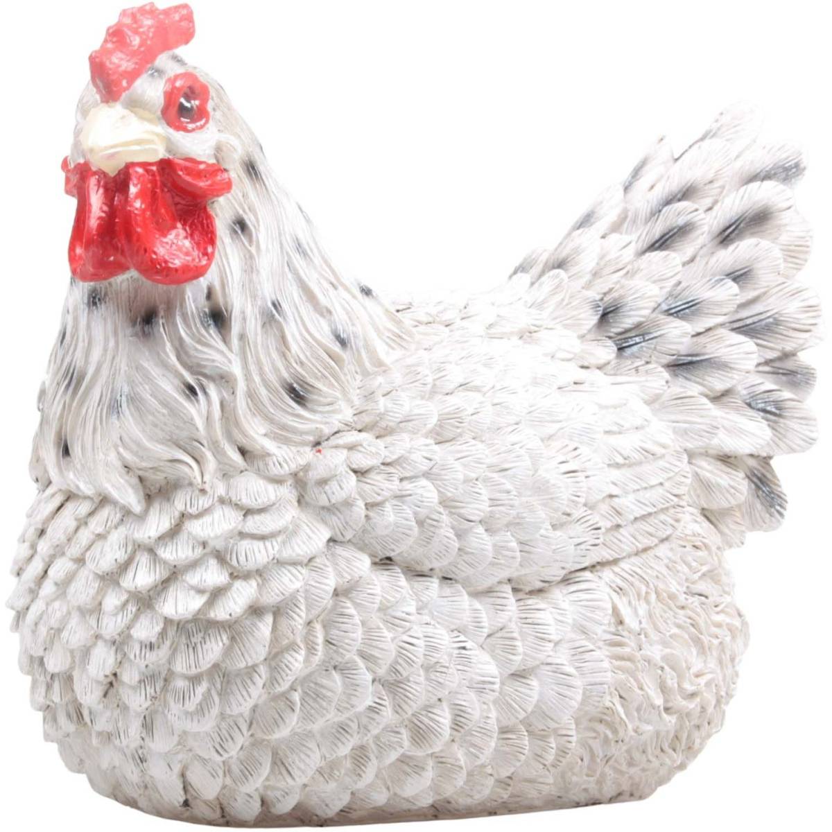 Farmwood Animals - Poule couvant en résine coloris blanc 24 x 18 x 20 cm