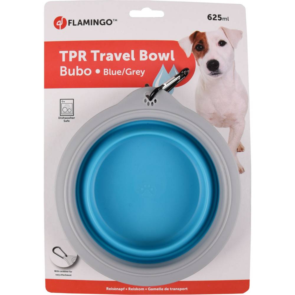 Flamingo - Gamelle de transport BUBO 625 ml. pour chien. couleur bleu/ gris. - Imagen 1