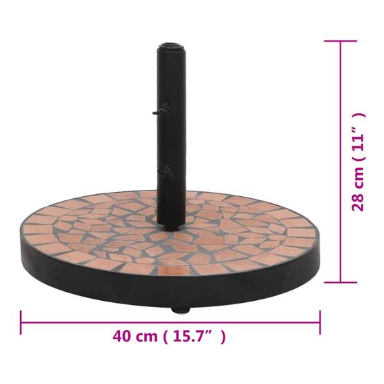 Pied de Parasol Rond en Fer et Céramique 12 kg Design Mosaïque pour Jardin Terre Cuite – ComfortXL Outdoor Living - Image 7