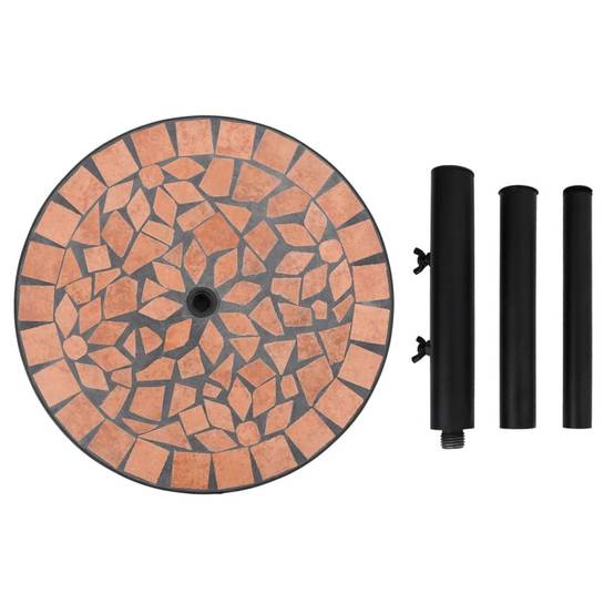 Pied de Parasol Rond en Fer et Céramique 12 kg Design Mosaïque pour Jardin Terre Cuite – ComfortXL Outdoor Living - Image 5