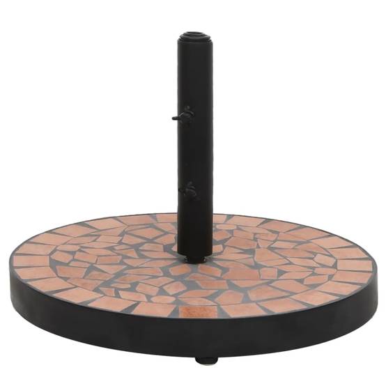 Pied de Parasol Rond en Fer et Céramique 12 kg Design Mosaïque pour Jardin Terre Cuite – ComfortXL Outdoor Living - Image 1