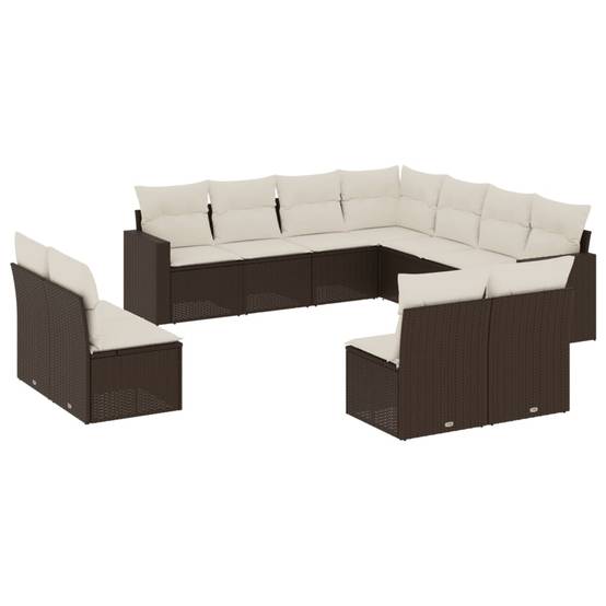 Salon de jardin bas 11 places Résine Tressée Marron avec Rangement et Coussins Confort – ComfortXL Outdoor Living - Image 2