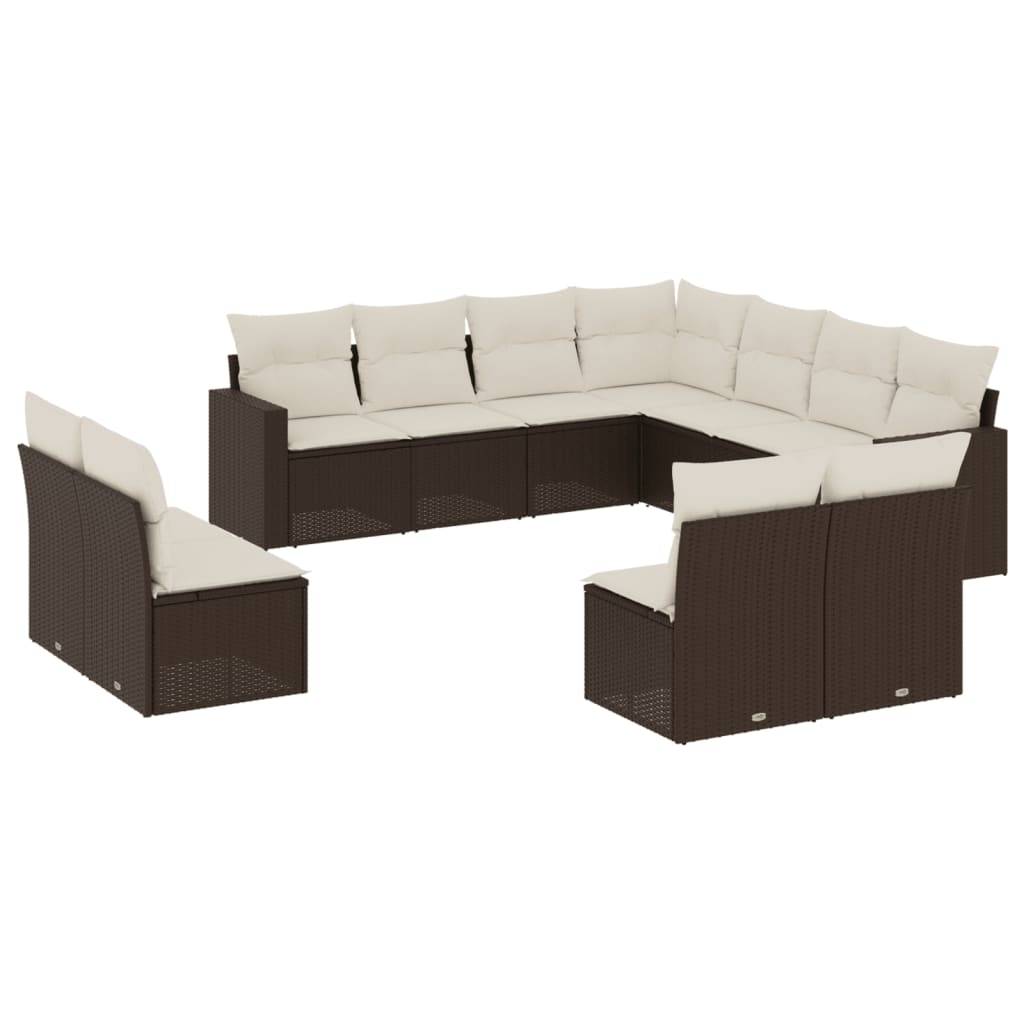 Salon de jardin bas 11 places Résine Tressée Marron avec Rangement et Coussins Confort – ComfortXL Outdoor Living - Image 2