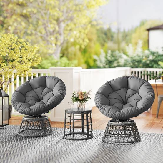 Ensemble salon de jardin 3 pièces | Mobilier de jardin Gris Résine tressée 85x70x82 cm - Image 4