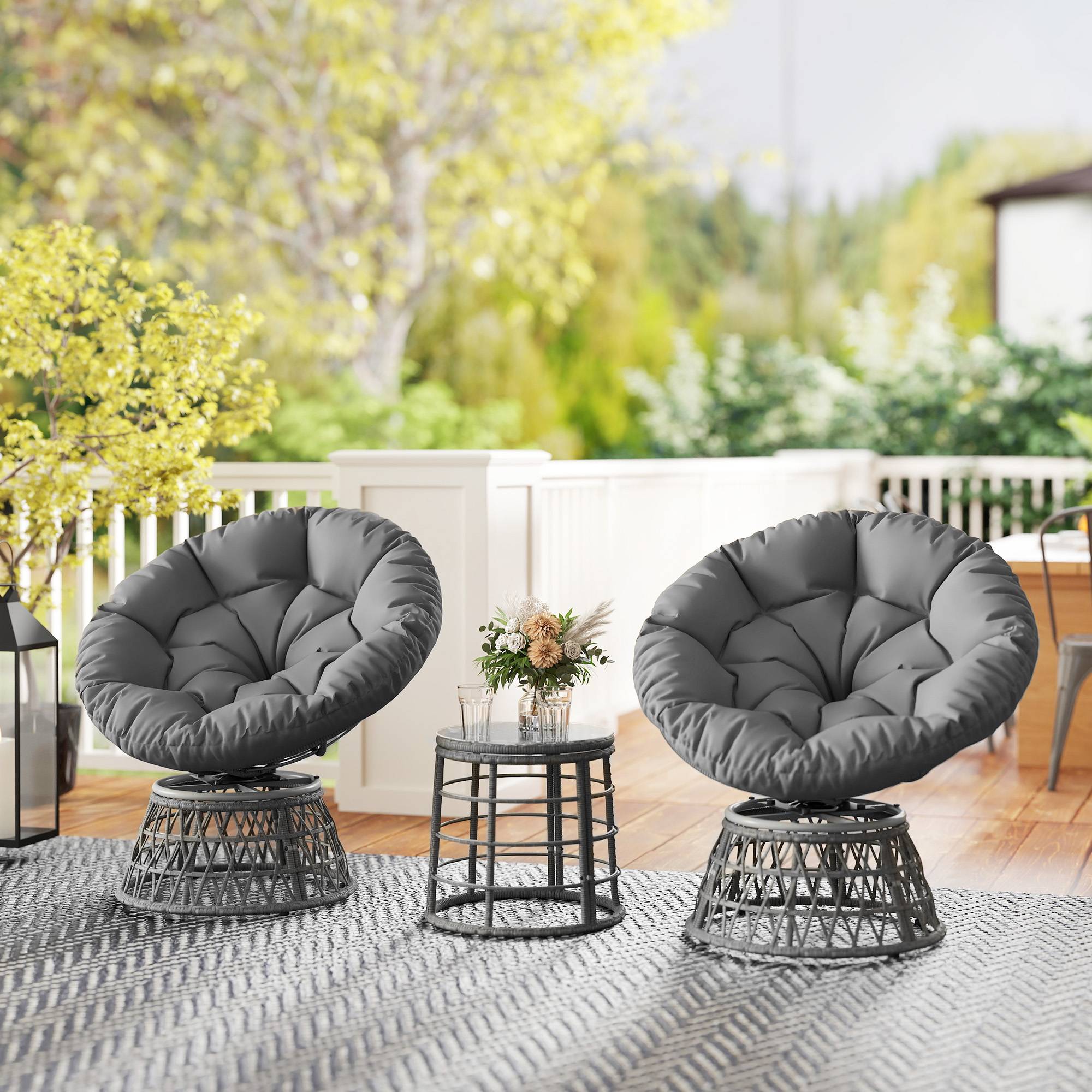 Ensemble salon de jardin 3 pièces | Mobilier de jardin Gris Résine tressée 85x70x82 cm - Image 4