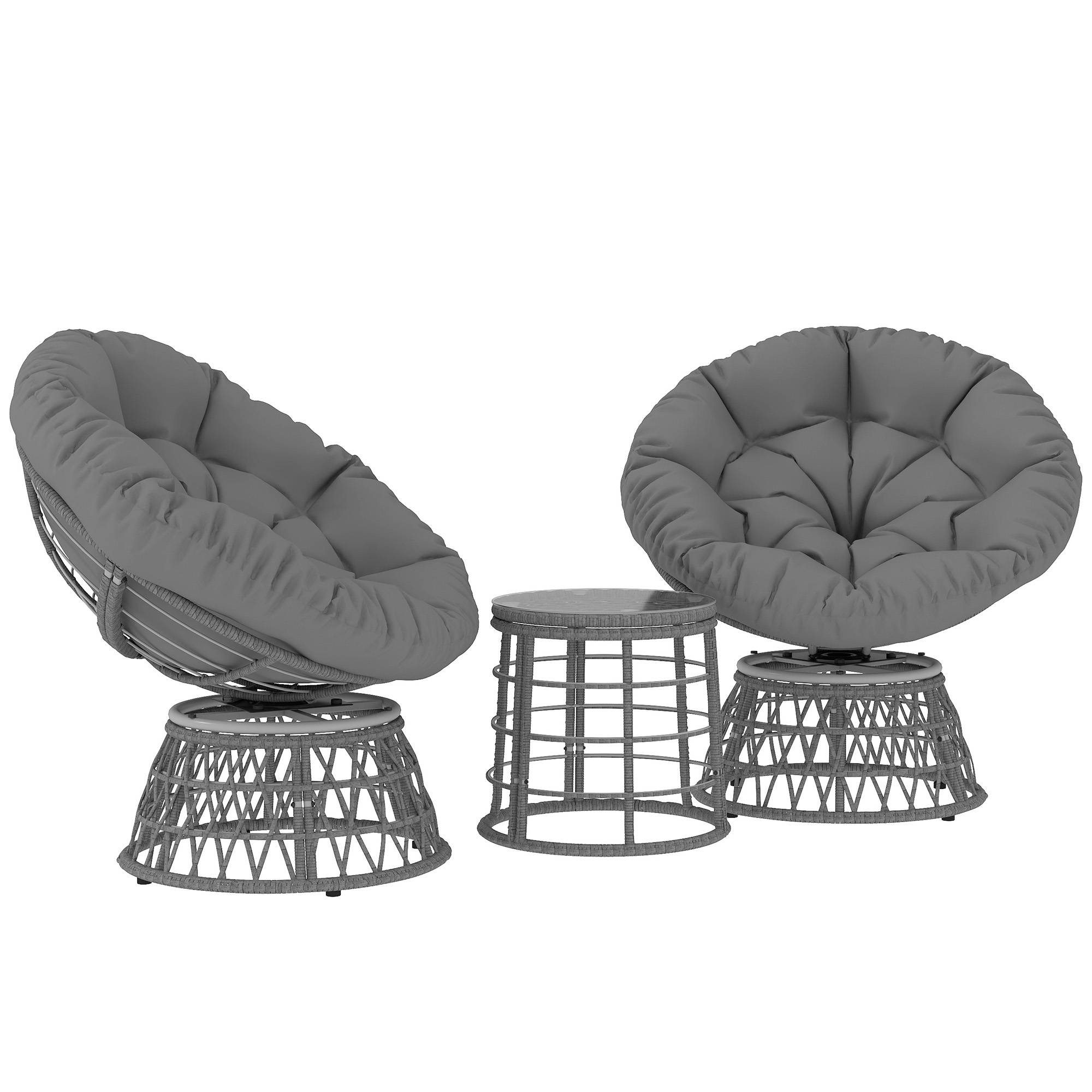 Ensemble salon de jardin 3 pièces | Mobilier de jardin Gris Résine tressée 85x70x82 cm - Image 2