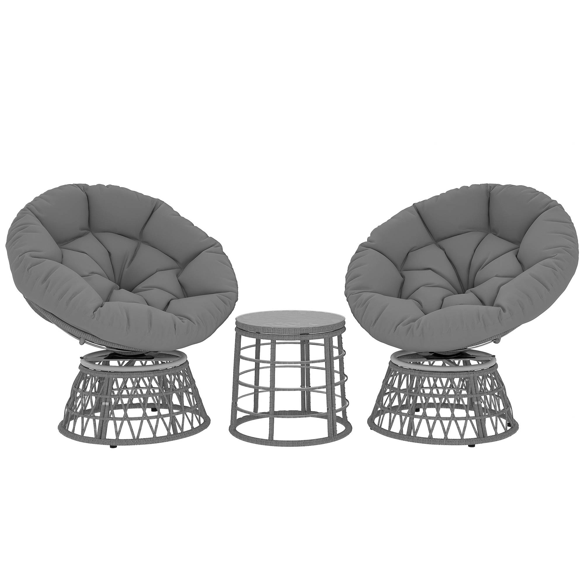 Ensemble salon de jardin 3 pièces | Mobilier de jardin Gris Résine tressée 85x70x82 cm - Image 1