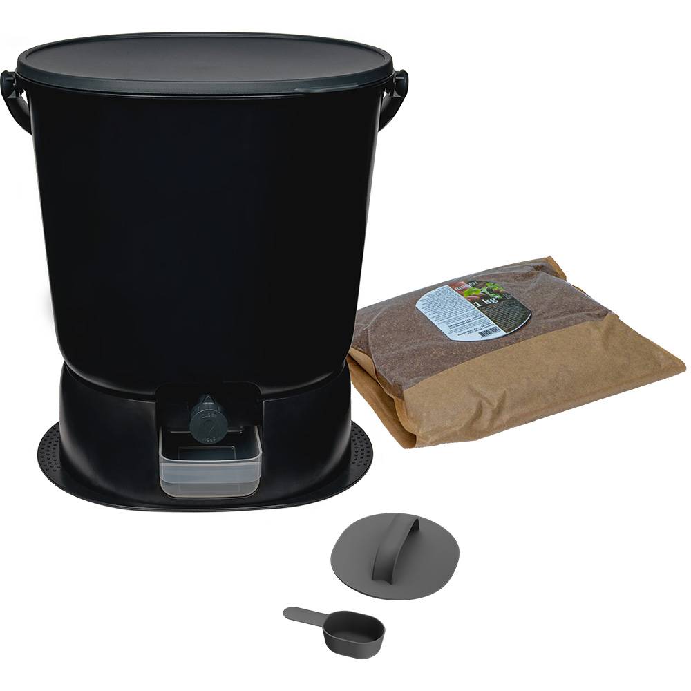 Kit 1 composteur bokashi ORGANKO ESSENTIAL 15,3L noir SKAZA - Imagen 1