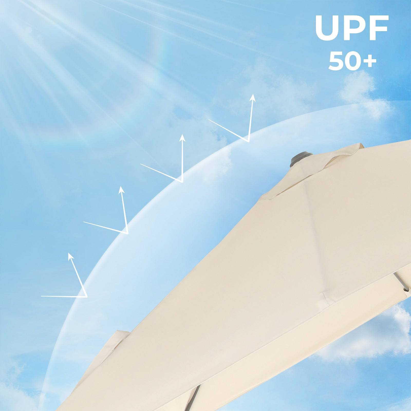 Helloshop26 - Parasol décentré de jardin 3 x 3 m ombrelle de terrasse toile carrée protection solaire upf 50+ rotatif 360° inclinaison réglable avec manivelle et s - Imagen 2