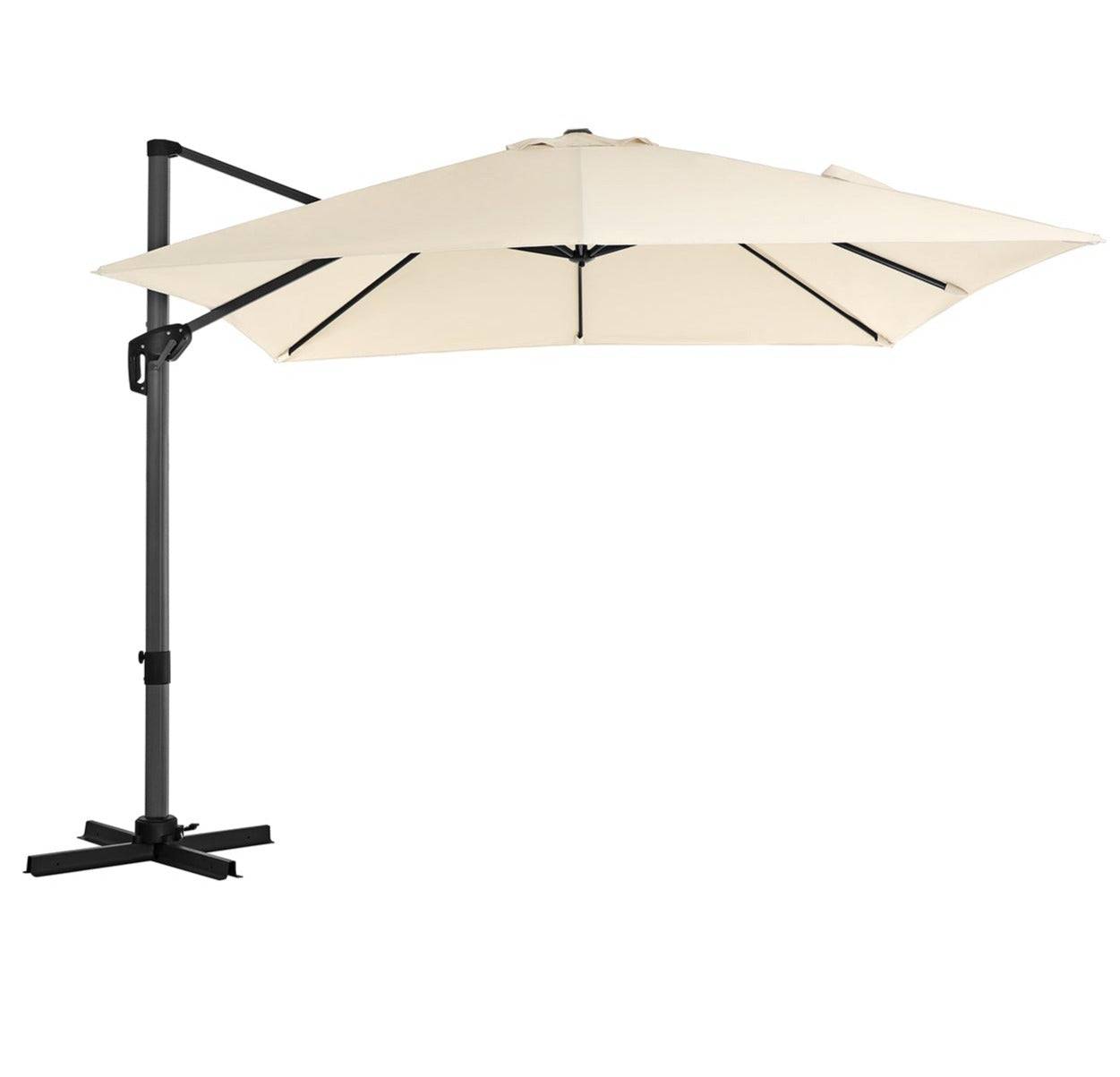 Helloshop26 - Parasol décentré de jardin 3 x 3 m ombrelle de terrasse toile carrée protection solaire upf 50+ rotatif 360° inclinaison réglable avec manivelle et s - Imagen 1