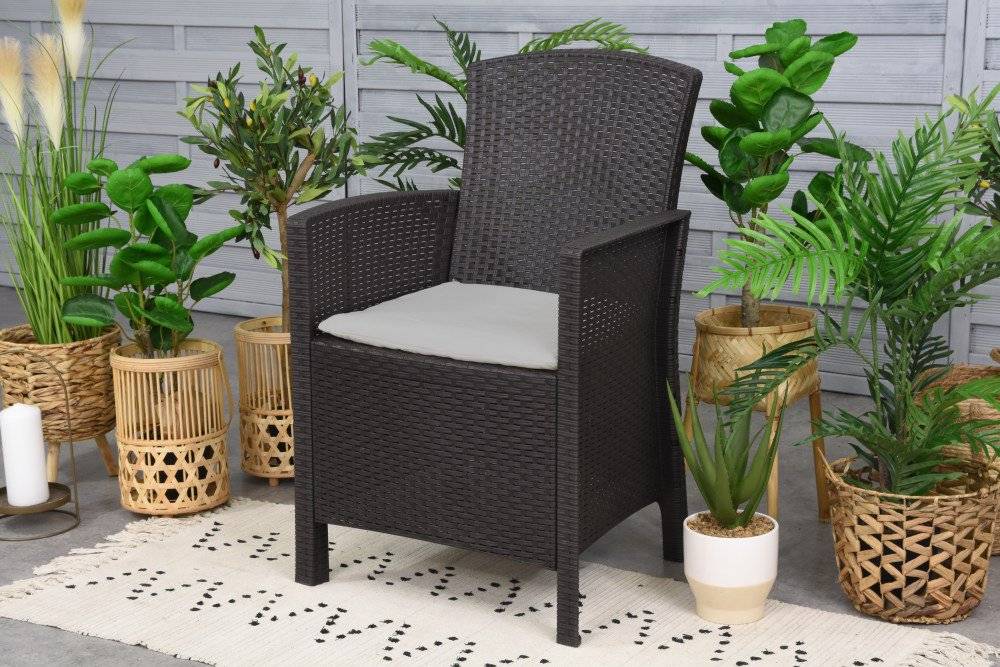 Dmora - Ensemble de salon d'extérieur Dmorat, Salon de jardin avec coussins, Salon d'intérieur effet rotin, 100% Made in Italy, Anthracite - Dmora - Imagen 6