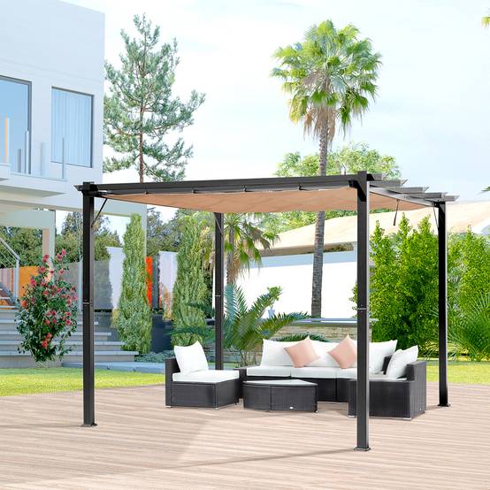 PANGIVO - Pergola aluminium gris et marron 300 x 400 x 223 cm - PANGIVO - Image 4