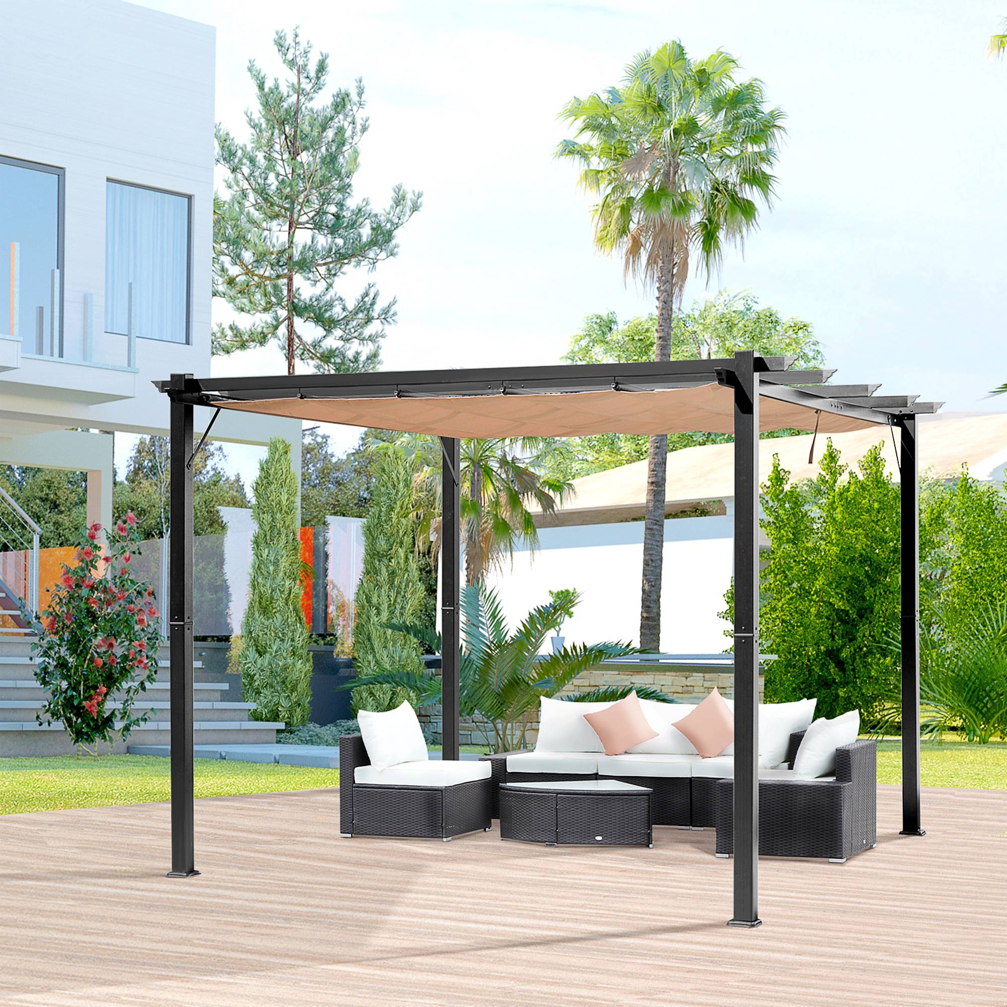 PANGIVO - Pergola aluminium gris et marron 300 x 400 x 223 cm - PANGIVO - Image 4