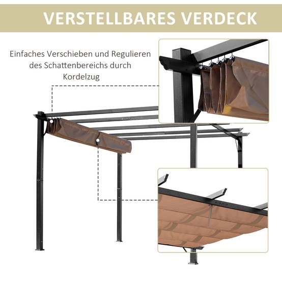PANGIVO - Pergola aluminium gris et marron 300 x 400 x 223 cm - PANGIVO - Image 6