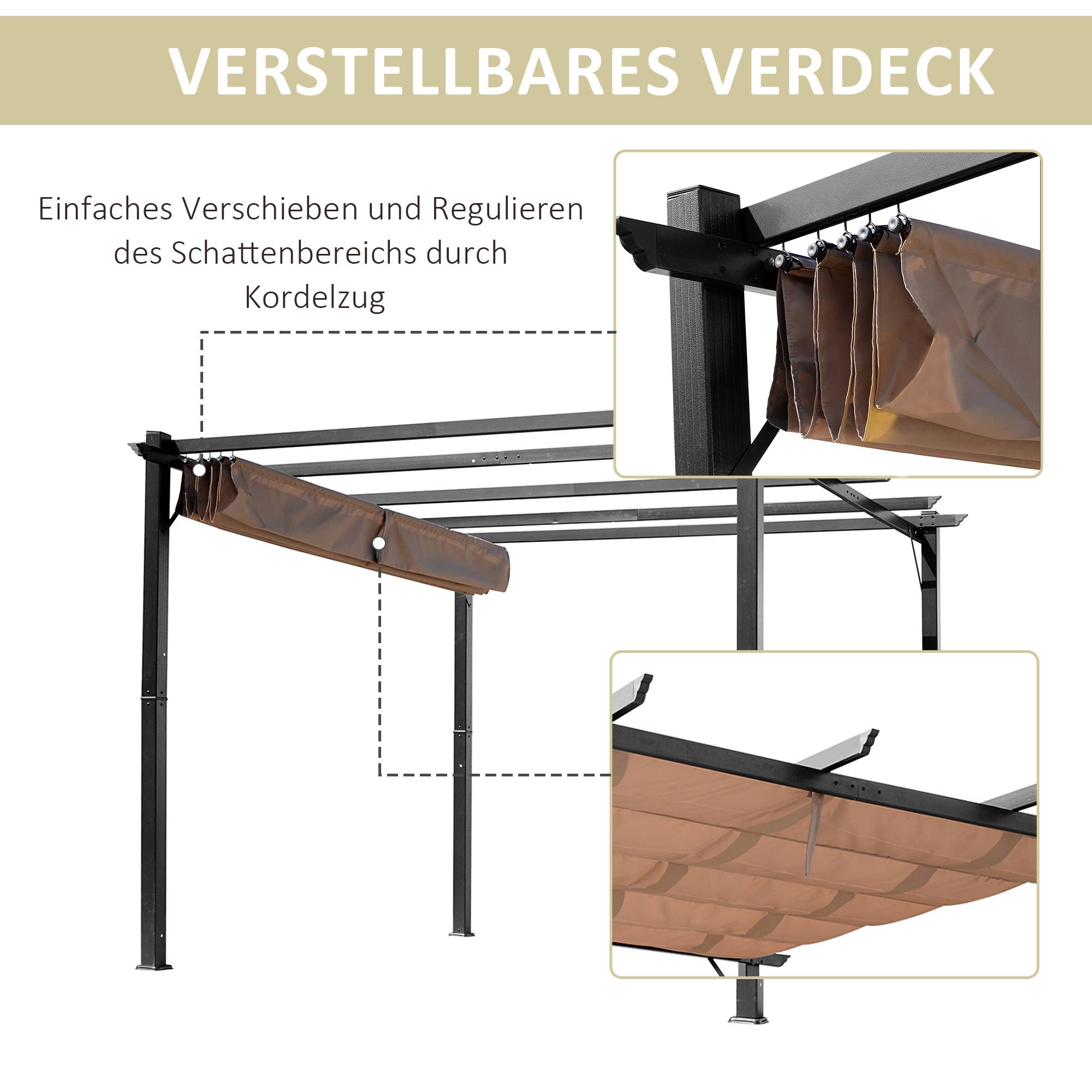 PANGIVO - Pergola aluminium gris et marron 300 x 400 x 223 cm - PANGIVO - Image 6