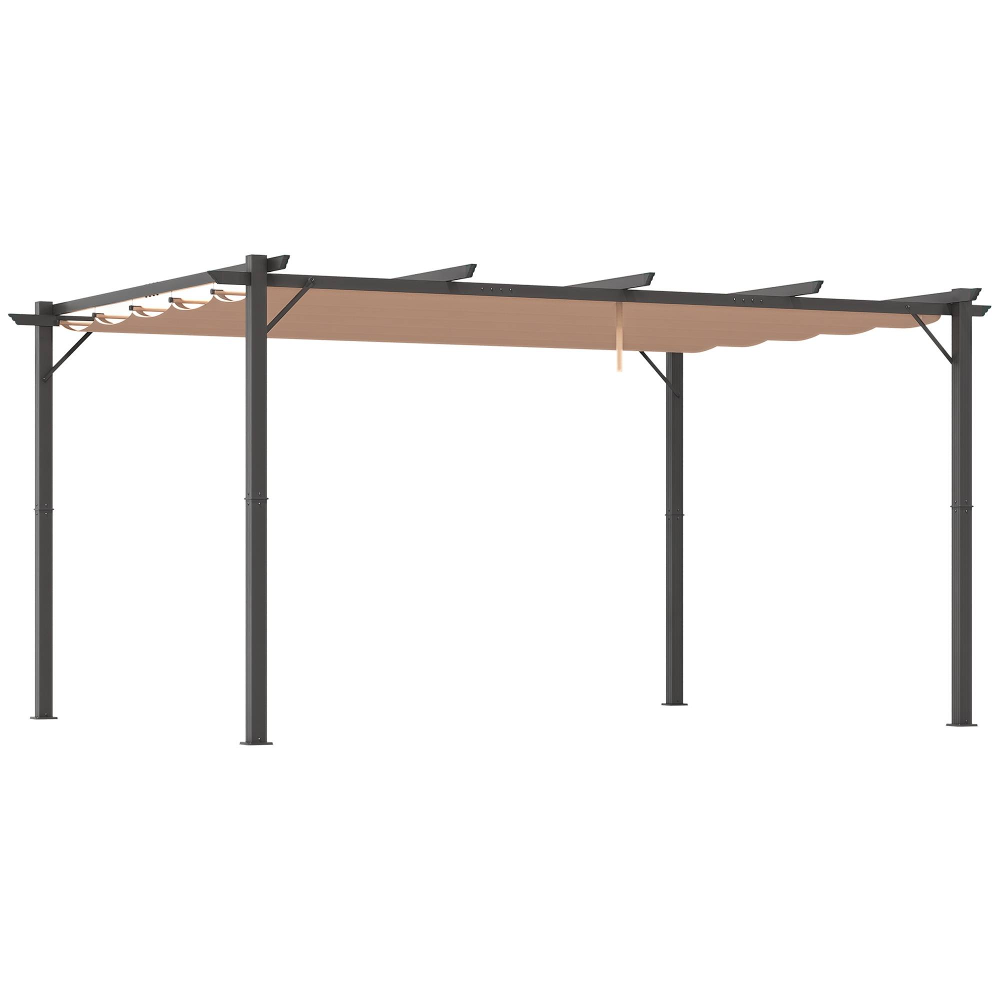 PANGIVO - Pergola aluminium gris et marron 300 x 400 x 223 cm - PANGIVO