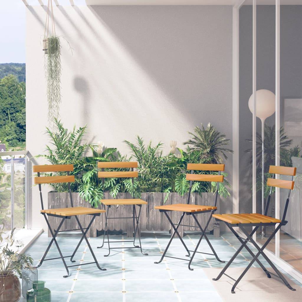 PANGIVO - Chaises de bistro pliables bois d'acacia massif 40 x 39 x 79 cm (lot de 4) - PANGIVO - Image 1