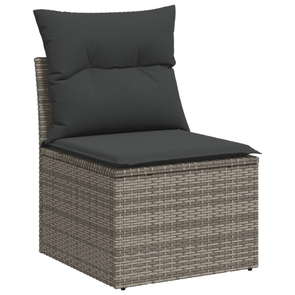 Salon de Jardin Bas 10 Places en Poly Rotin Gris avec Pouf Modulable et Coussins Déhoussables – ComfortXL Outdoor Living - Image 4