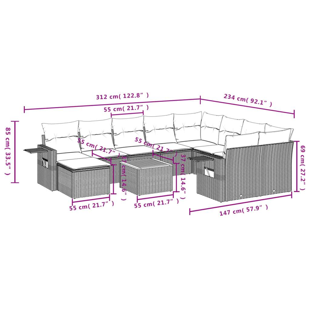 Salon de Jardin Bas 10 Places en Poly Rotin Gris avec Pouf Modulable et Coussins Déhoussables – ComfortXL Outdoor Living - Image 10