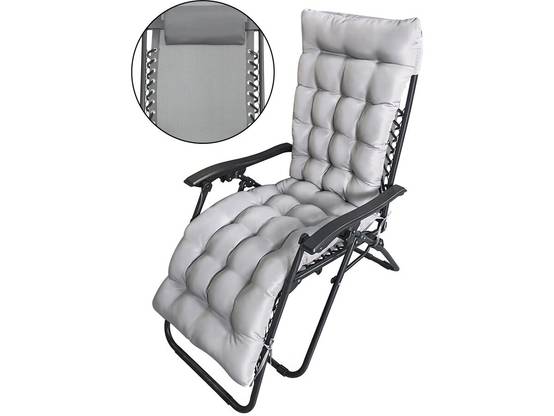 Fauteuil De Jardin Relax Zéro Gravité Avec Coussin Matelassé "sintra" - Gris -habitat Et Jardin - Image 1