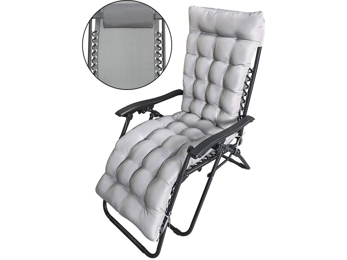 Fauteuil De Jardin Relax Zéro Gravité Avec Coussin Matelassé "sintra" - Gris -habitat Et Jardin