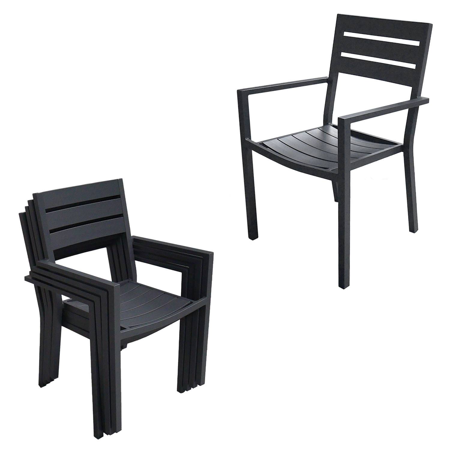 Salon de jardin VENEZIA extensible 132/264 en aluminium anthracite - 10 places - HAPPY GARDEN - Imagen 3