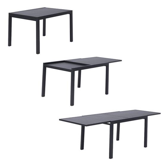 Salon de jardin VENEZIA extensible 132/264 en aluminium anthracite - 10 places - HAPPY GARDEN - Imagen 2