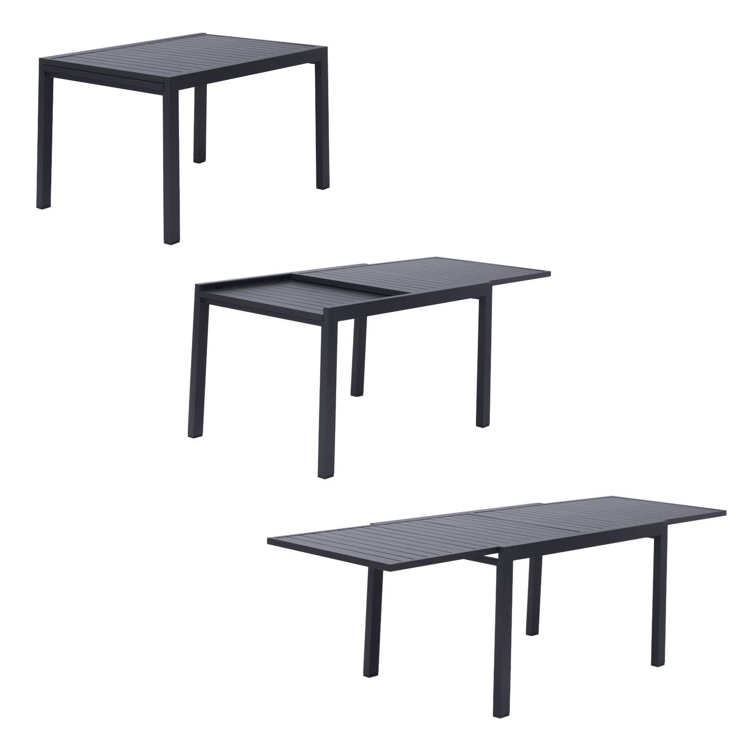 Salon de jardin VENEZIA extensible 132/264 en aluminium anthracite - 10 places - HAPPY GARDEN - Imagen 2