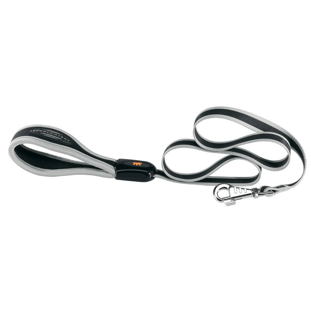 Ferplast - Ferplast Laisse pour chien en nylon ERGOCOMFORT G15/120, Poignée ergonomique, Rembourrage doux, Longueur 120 cm x 2 cm, Argent - Imagen 1