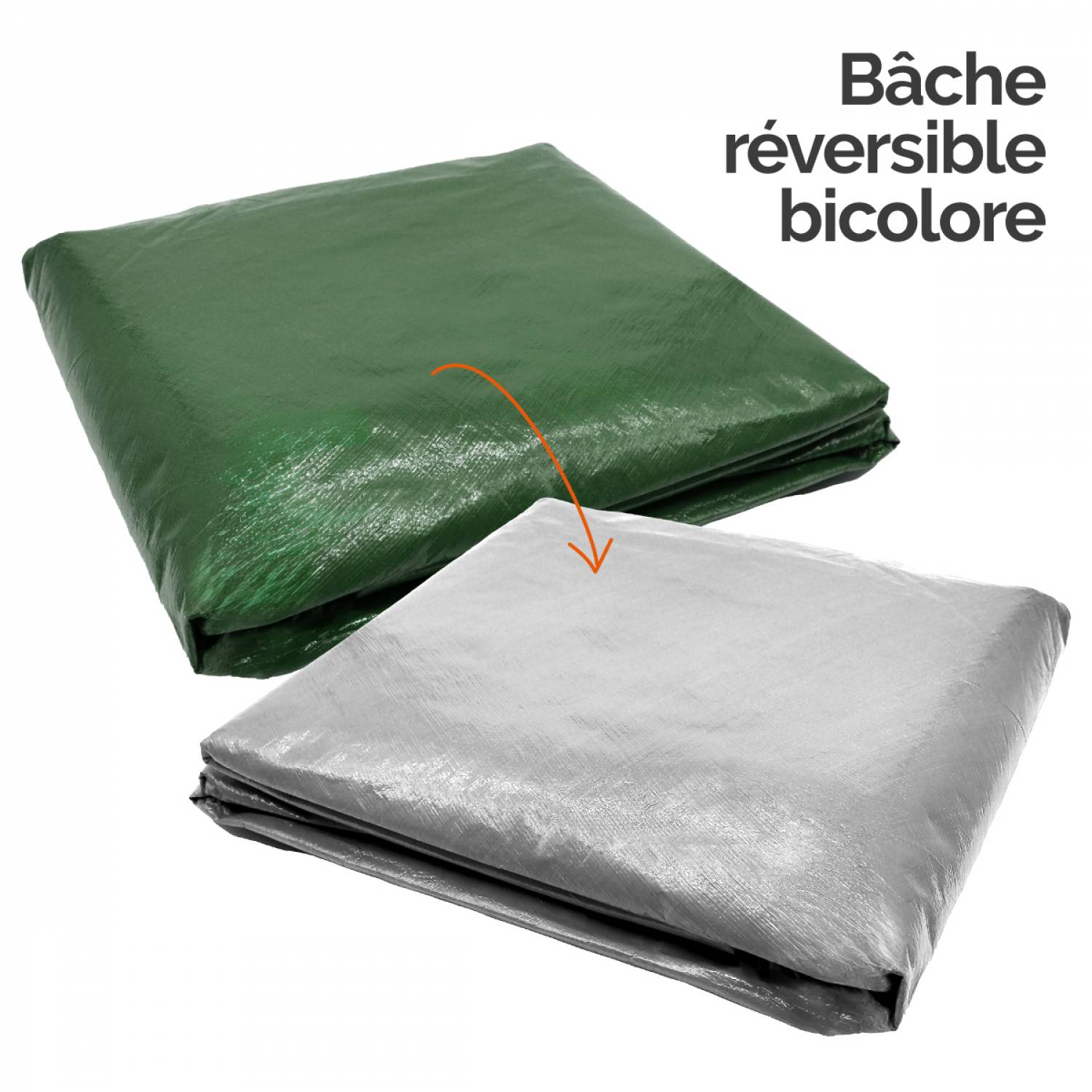 Linxor - Bâche de protection extérieure universelle imperméable réversible avec œillets - 150g - Gris et vert - 2 x 3 m - Linxor - Imagen 3