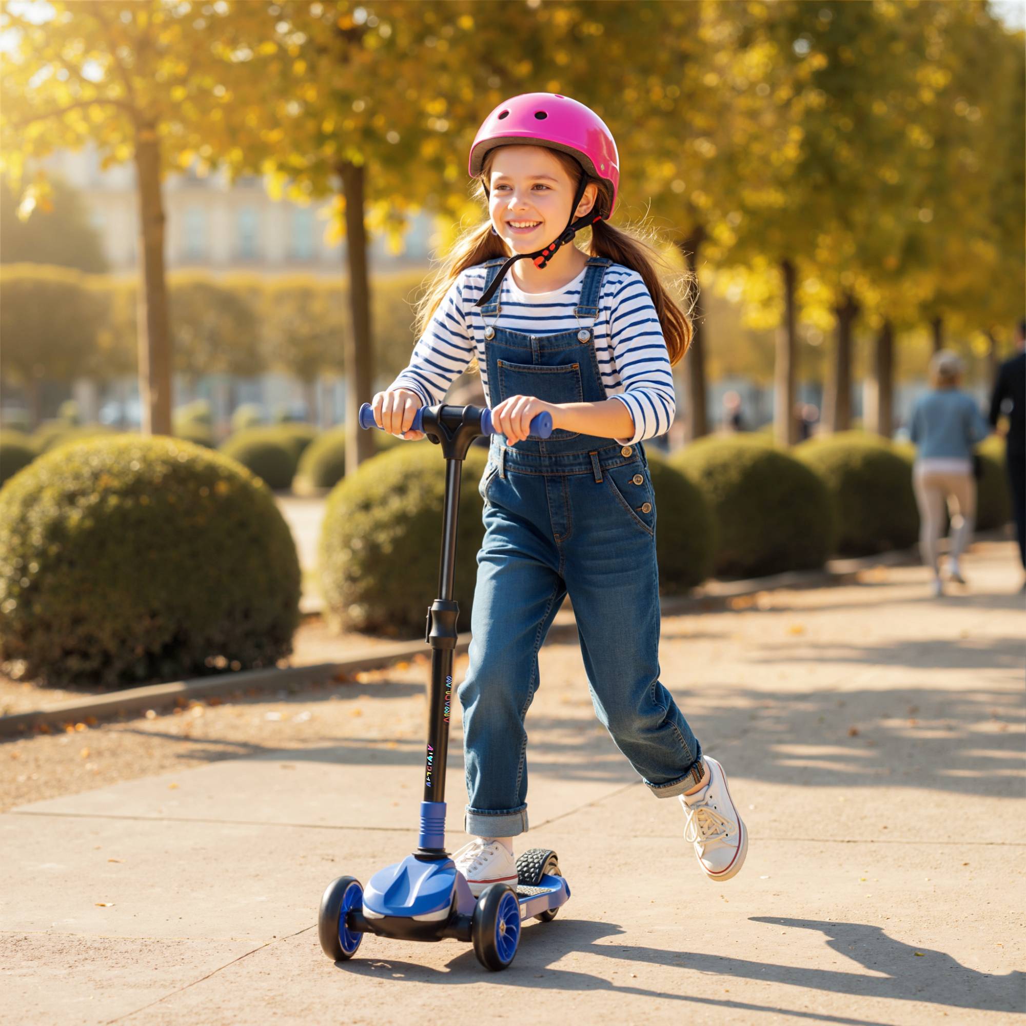Trottinette électrique pour enfants 6+ ans, pliable 3 roues démarrage zéro, vitesse maximale 8 km/h 64 x 29 x 83 cm bleu - Image 4