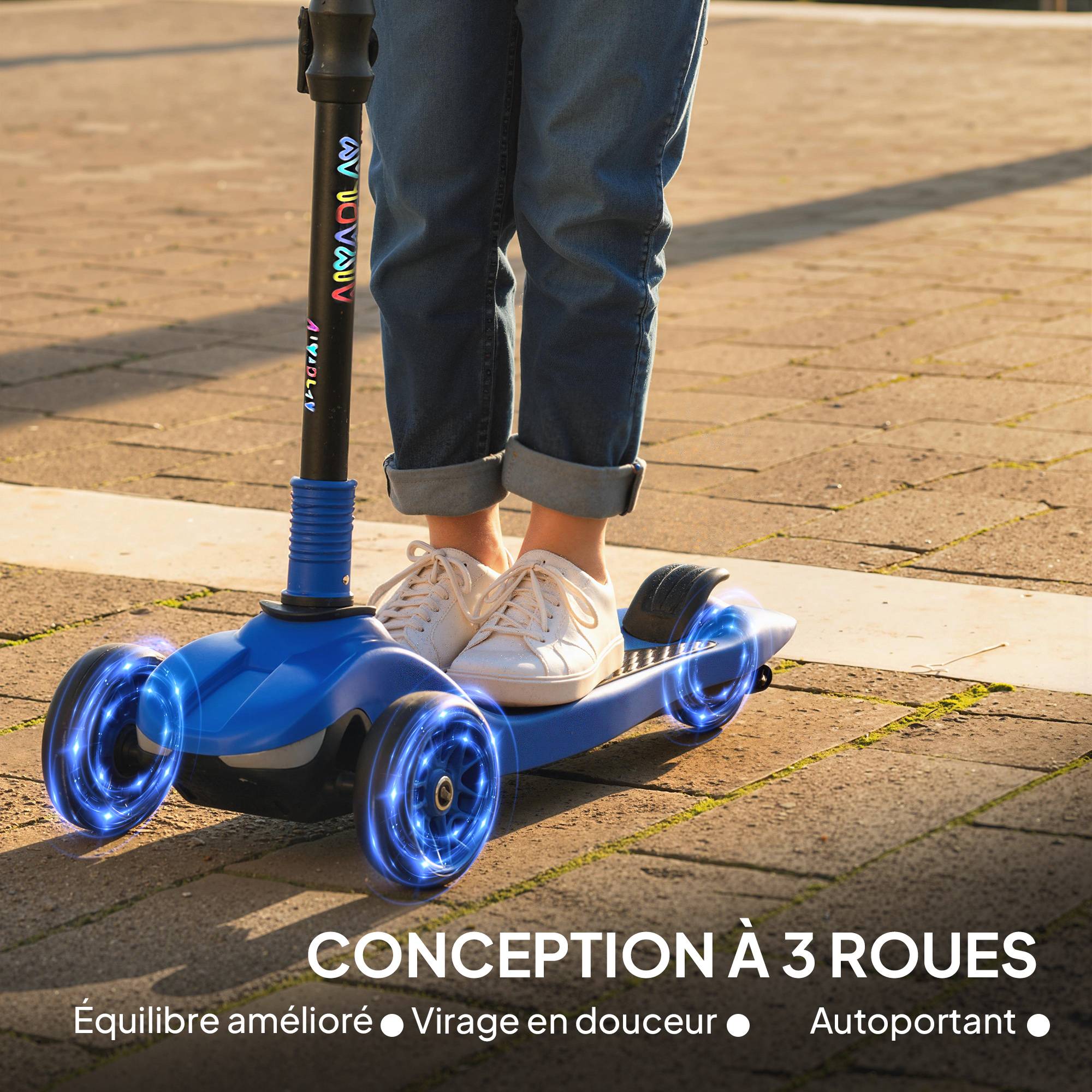 Trottinette électrique pour enfants 6+ ans, pliable 3 roues démarrage zéro, vitesse maximale 8 km/h 64 x 29 x 83 cm bleu - Image 6