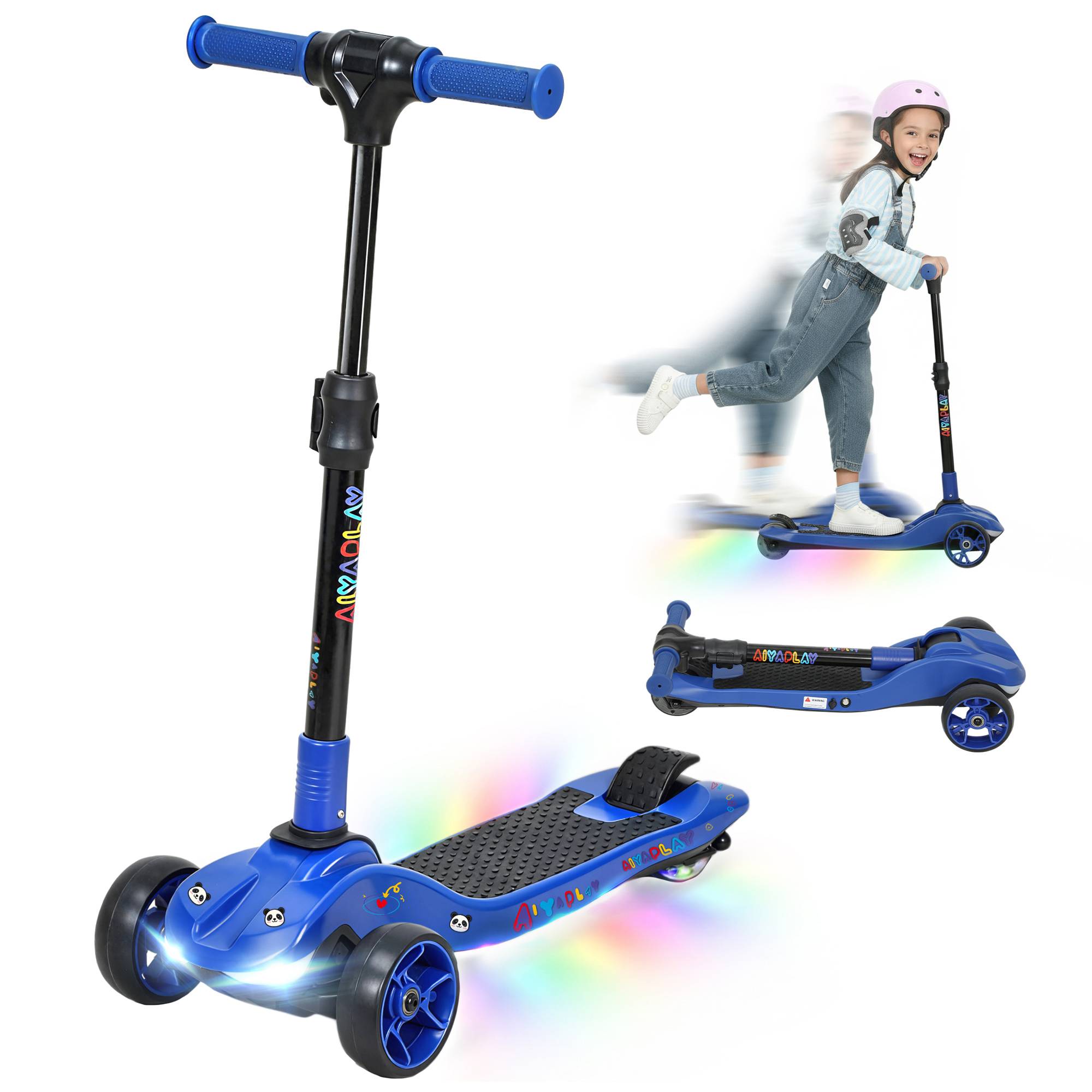 Trottinette électrique pour enfants 6+ ans, pliable 3 roues démarrage zéro, vitesse maximale 8 km/h 64 x 29 x 83 cm bleu - Image 1