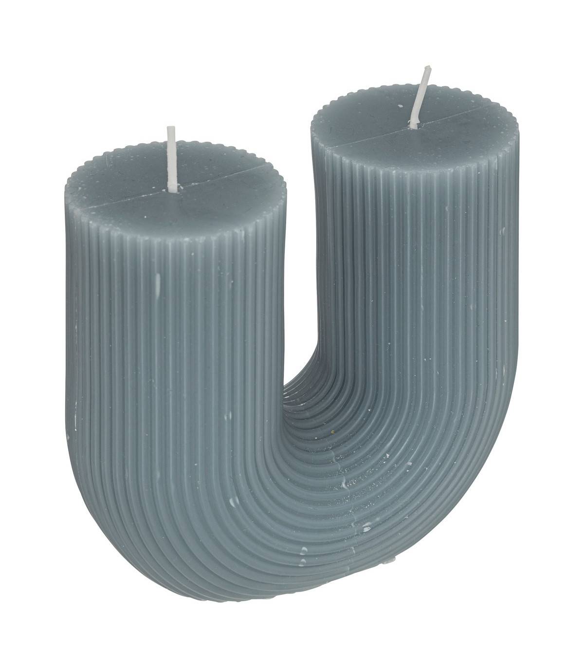 Atmosphera - Bougie décorative striée en forme de U Bleu Orage 11 x 12 cm - Imagen 1