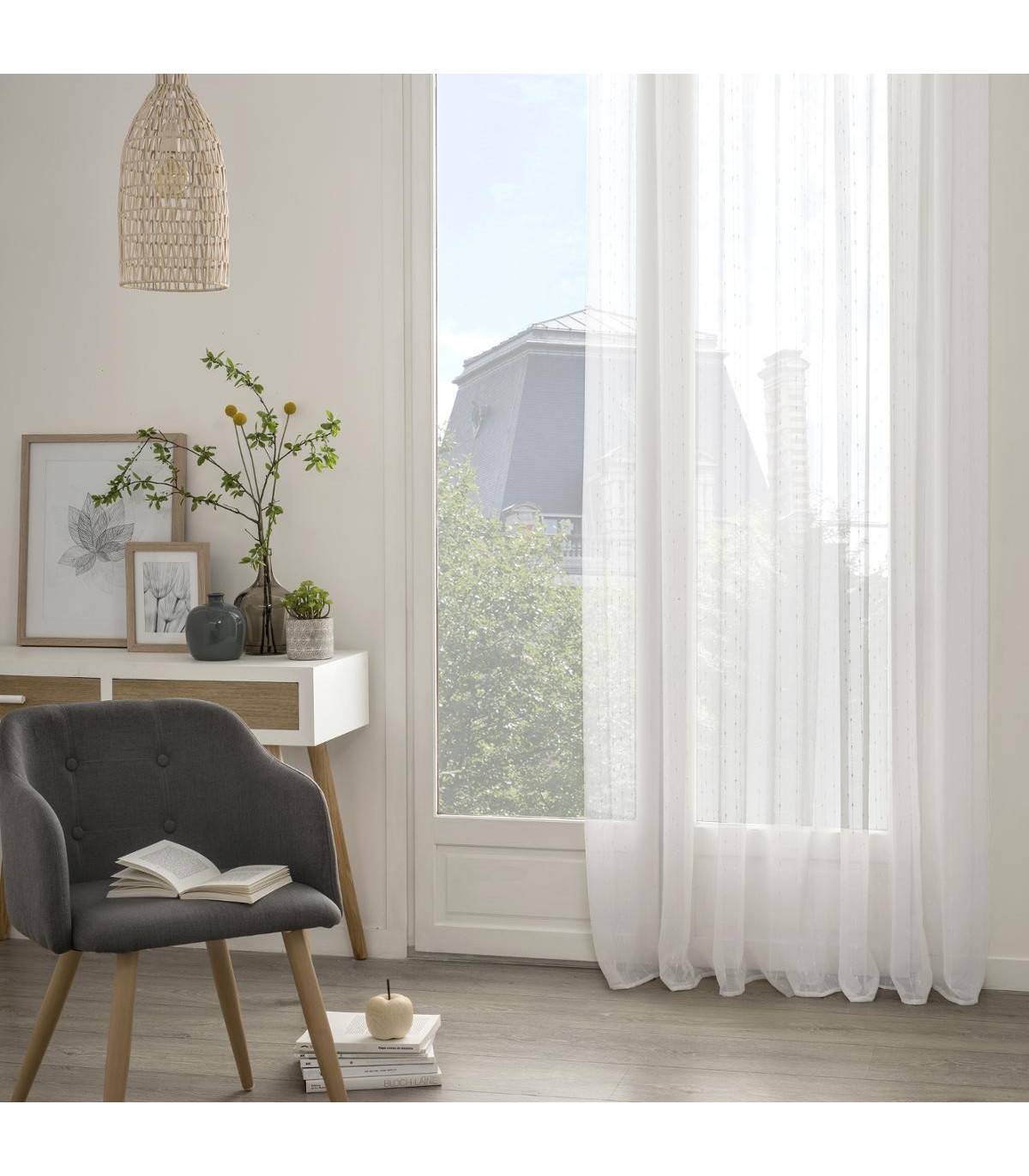 Voilage à œillets Blanc avec relief 140 x 240 cm - Imagen 4