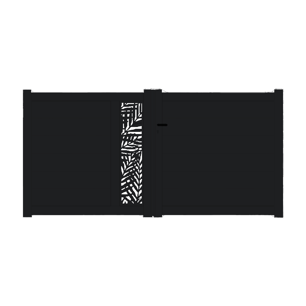 Portail Packit - Portail alu battant découpe laser en kit dim. L.4000 (entre piliers) x H.1500 mm  Noir (RAL 9005)