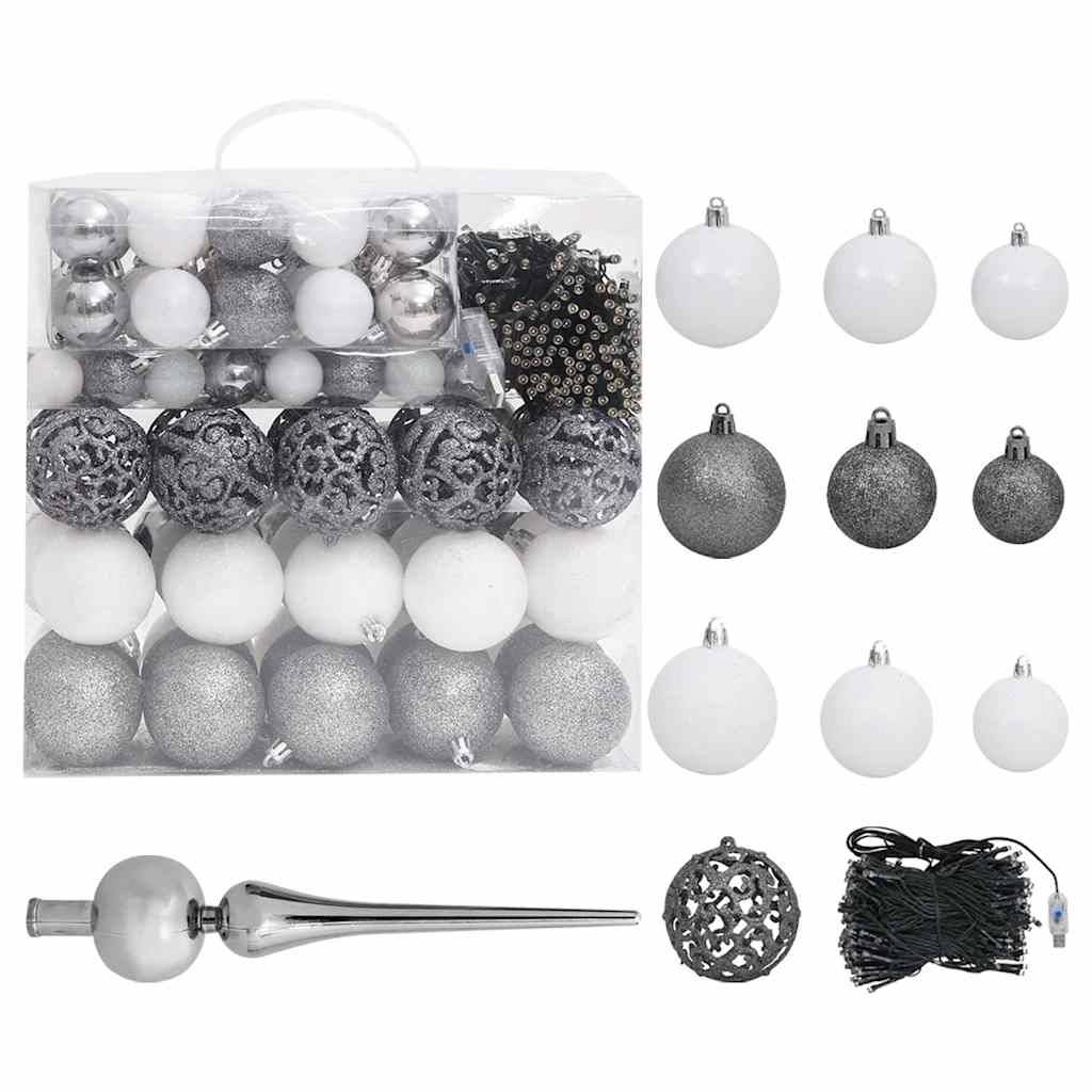 ComfortXL - Grand sapin de Noël artificiel effet neige LED et boules blanc 210cm – ComfortXL Outdoor Living - Image 4