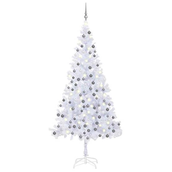 ComfortXL - Grand sapin de Noël artificiel effet neige LED et boules blanc 210cm – ComfortXL Outdoor Living - Image 1