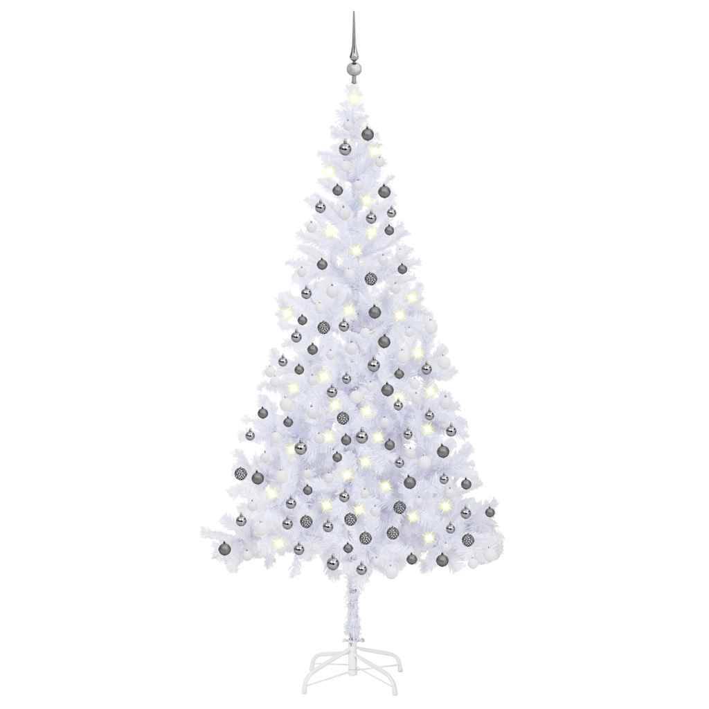 ComfortXL - Grand sapin de Noël artificiel effet neige LED et boules blanc 210cm – ComfortXL Outdoor Living - Image 1