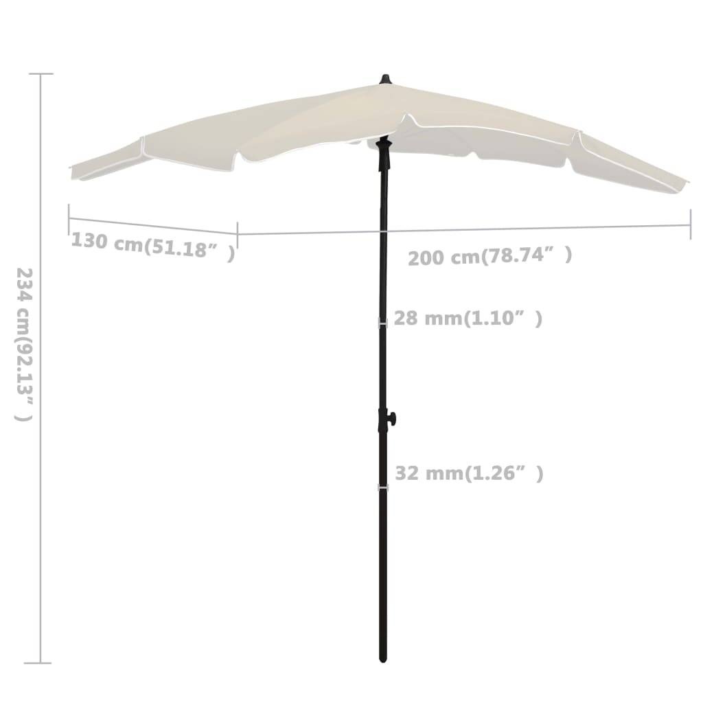 Helloshop26 - Parasol de jardin avec mât 200 x 130 cm sable - Imagen 5