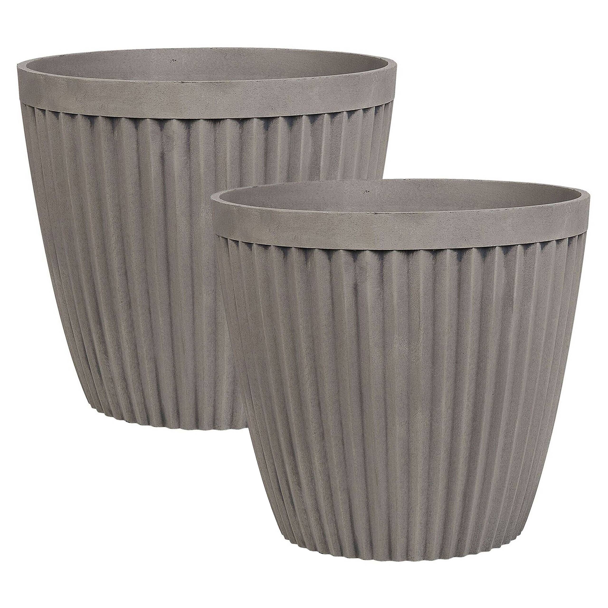 Beliani - Cache-pot d'extérieur Fibre d'argile Taupe POKA - Beliani - Imagen 2