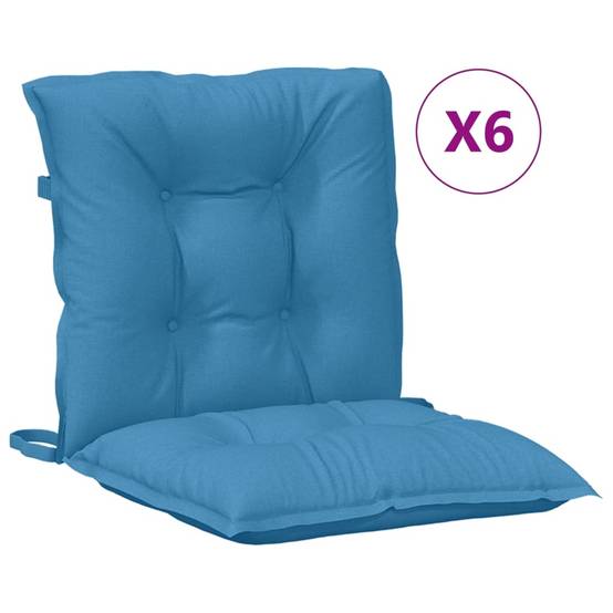 Lot de 6 Coussins d'extérieur - Coussins de chaise à dossier bas - Coussins de Siège pour intérieur et extérieur bleu mélangé tissu-JU11631 - Image 1