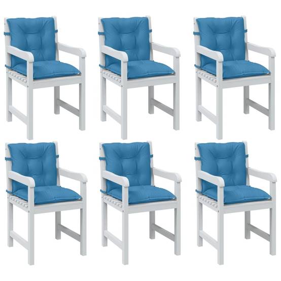 Lot de 6 Coussins d'extérieur - Coussins de chaise à dossier bas - Coussins de Siège pour intérieur et extérieur bleu mélangé tissu-JU11631 - Image 2