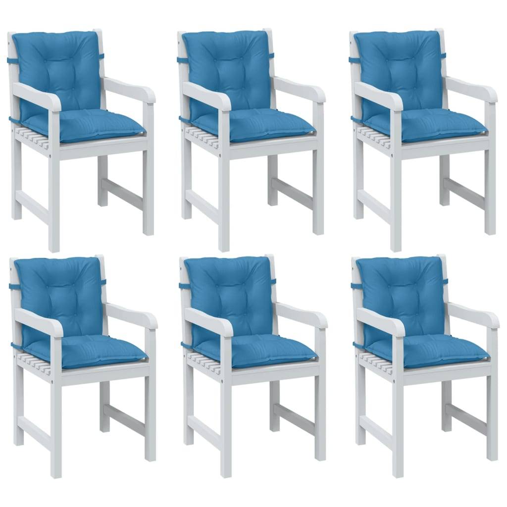 Lot de 6 Coussins d'extérieur - Coussins de chaise à dossier bas - Coussins de Siège pour intérieur et extérieur bleu mélangé tissu-JU11631 - Image 2