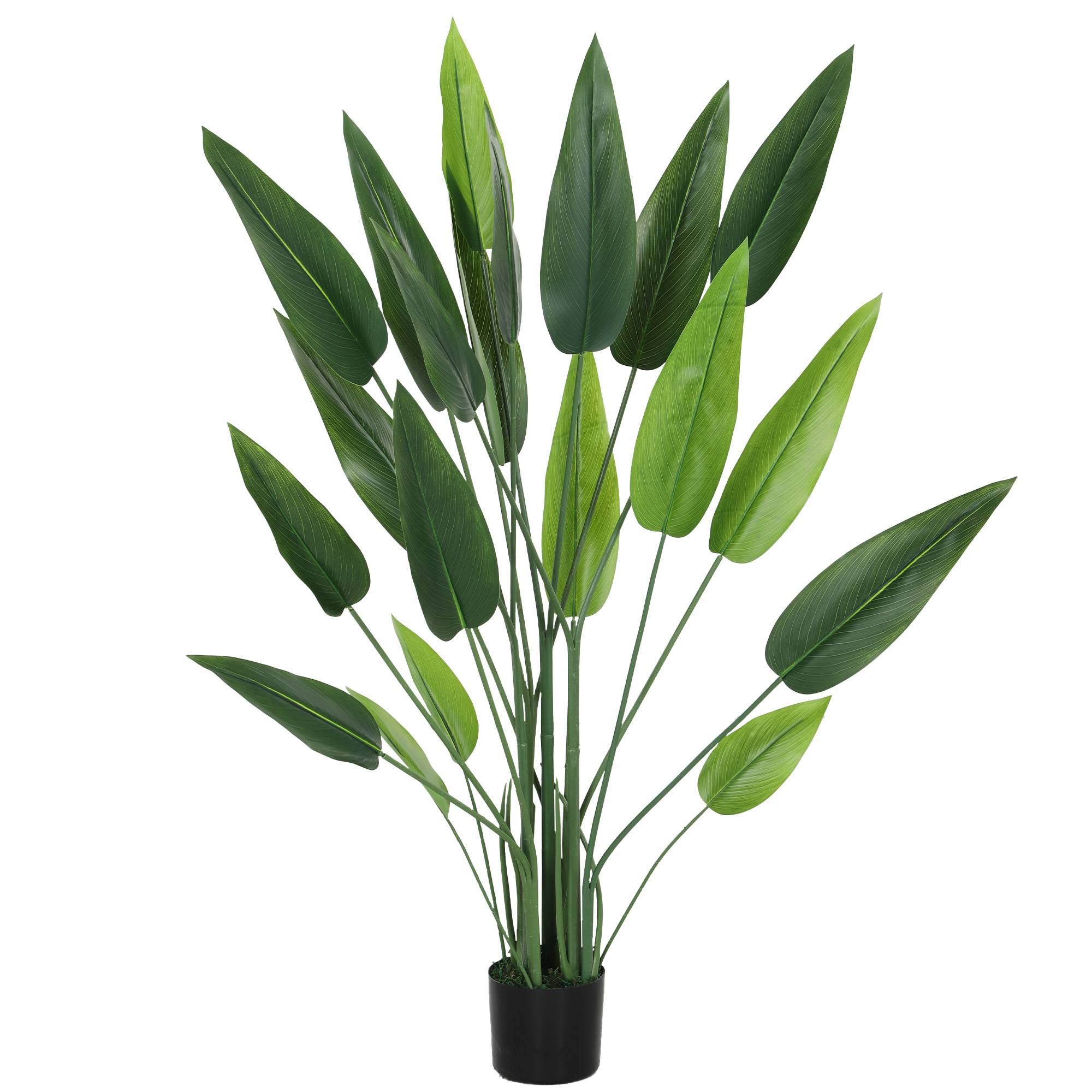 Sans Marque - Plante artificielle d'oiseau de paradis verte à 20 feuilles, 140 cm, avec pot, en PE, PEVA et PP - Image 2